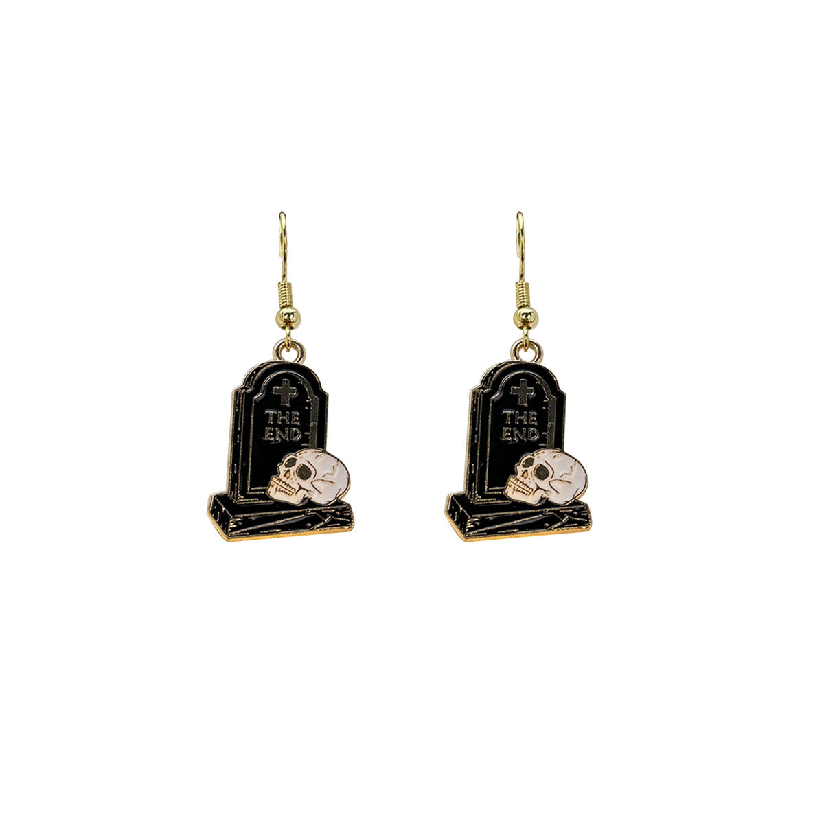 Wholesale Dark Personality Halloween Horror Funny Skull Bat Tombstone Rose Earrings